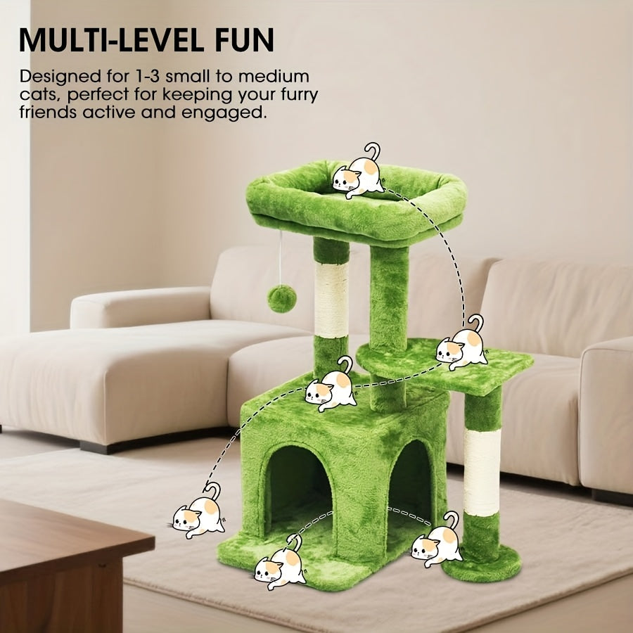 Torre de árvore para gatos compacta de 27 polegadas - Mobiliário para gatos de estilo