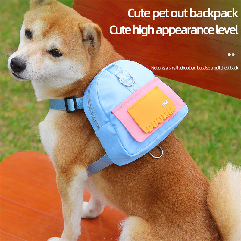 Bolsa de armazenamento para lanches de animais de estimação, mochila multifuncional de grande capacidade para cães, mochila ajustável com arnês, adequada para viagens e caminhadas com animais de estimação
