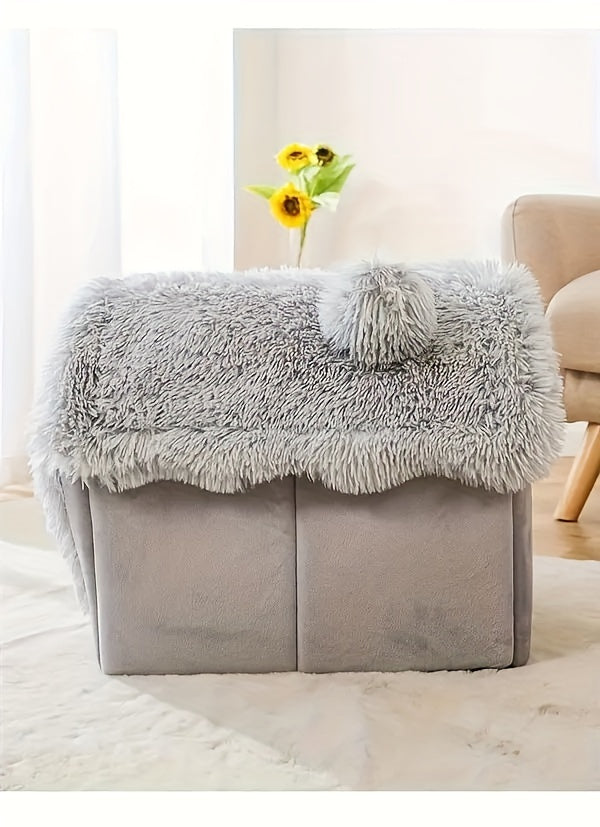Cama de pelúcia confortável para cães e gatos, casinha para gatos com fundo antiderrapante removível