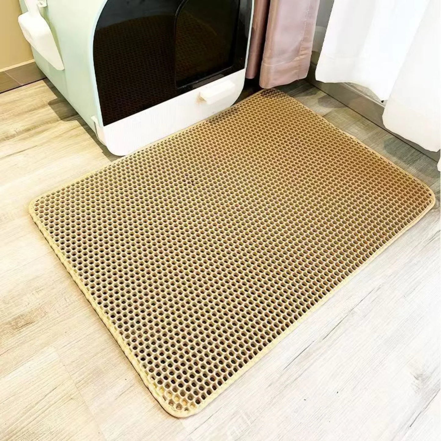 Extra-large cat litter box mat, durable, waterproof, with 2 layers, non-slip and washable.