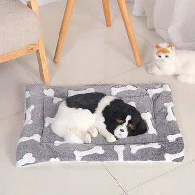 Tapete de pelúcia dupla face para animais de estimação, cama curta e macia para gatos e cães de pequeno porte, almofada fofa e aconchegante