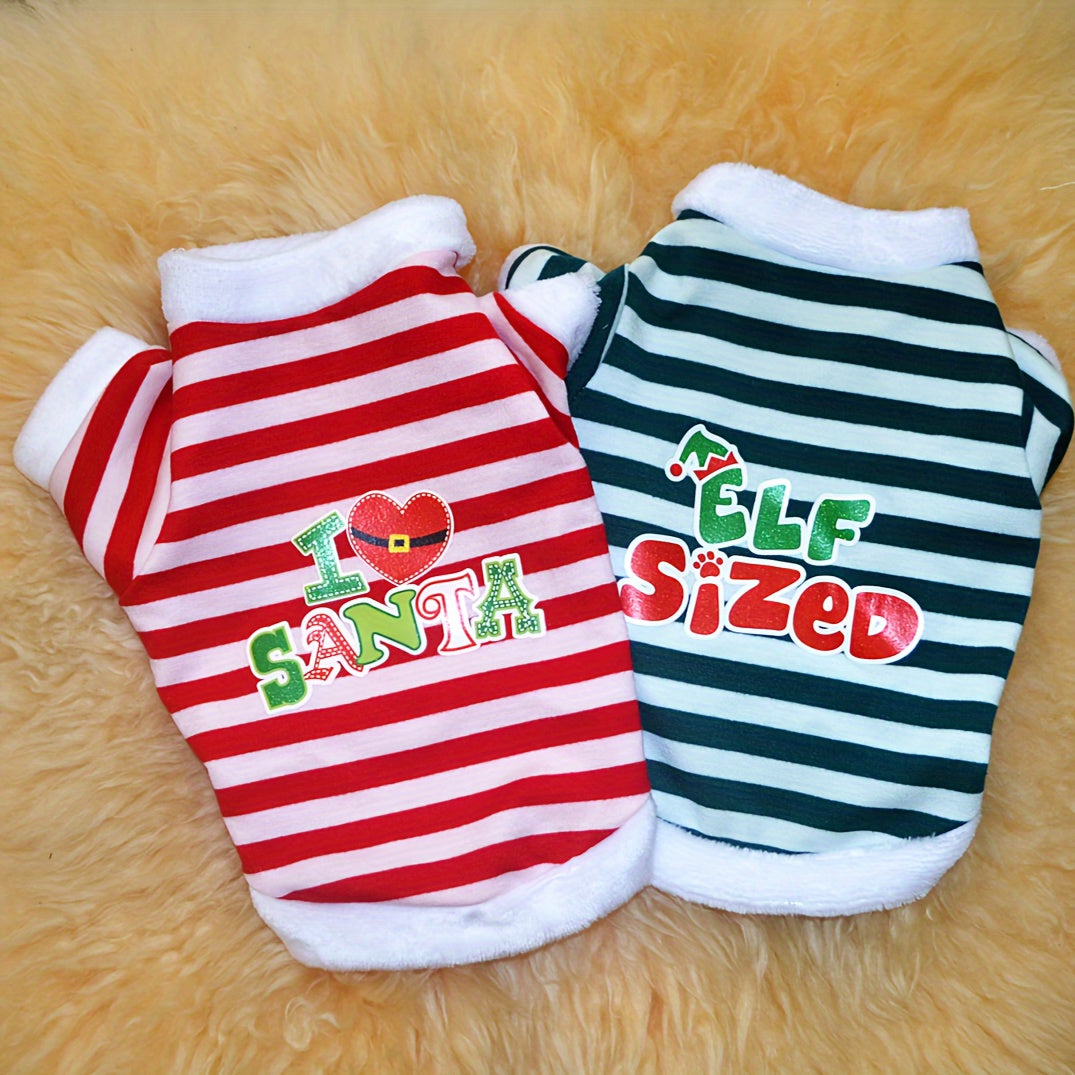 onjunto de 3 Camisetas Festivas de Natal para Cães & Gatos