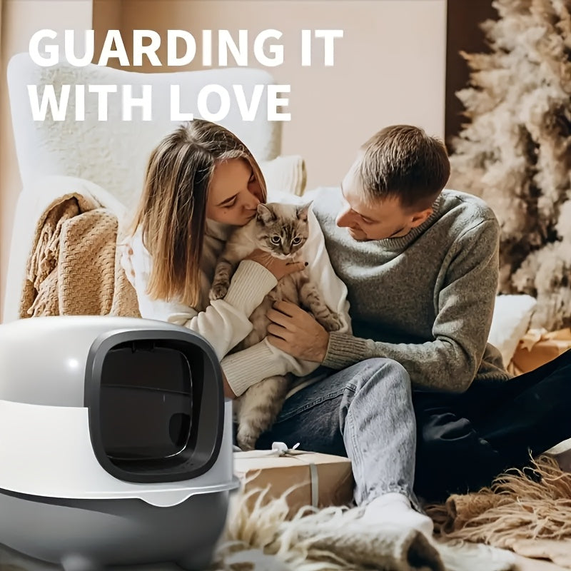 Caixa de areia para gatos autolimpante extra grande com pá durável . Moderna, fechada e fácil de limpar, caixa de areia para gatos extra grande