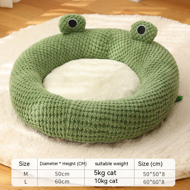 Ninho de peluche quente para cães e gatos, série Little Frog, outono e inverno, casa para animais de estimação, pacote completo, ninho para cães e gatos pequenos até 5 kg