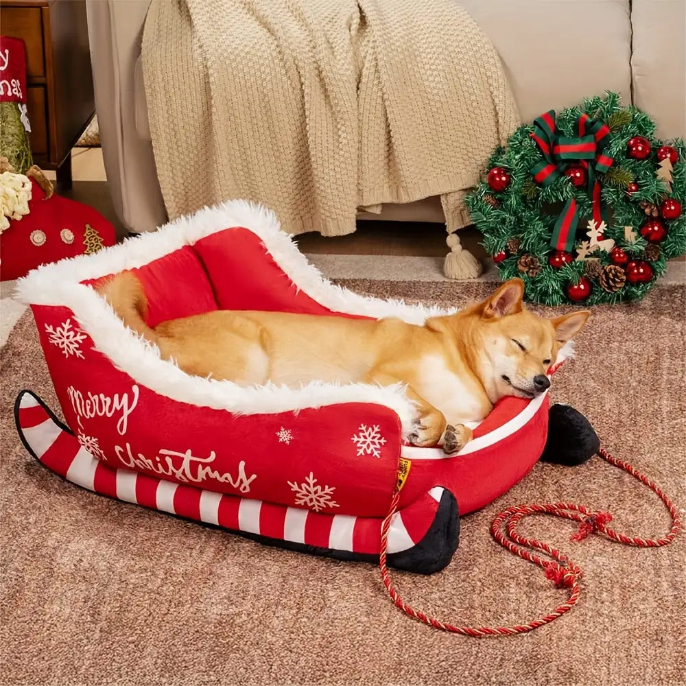 Cama de Natal para Cães com Texto de Boas Festas