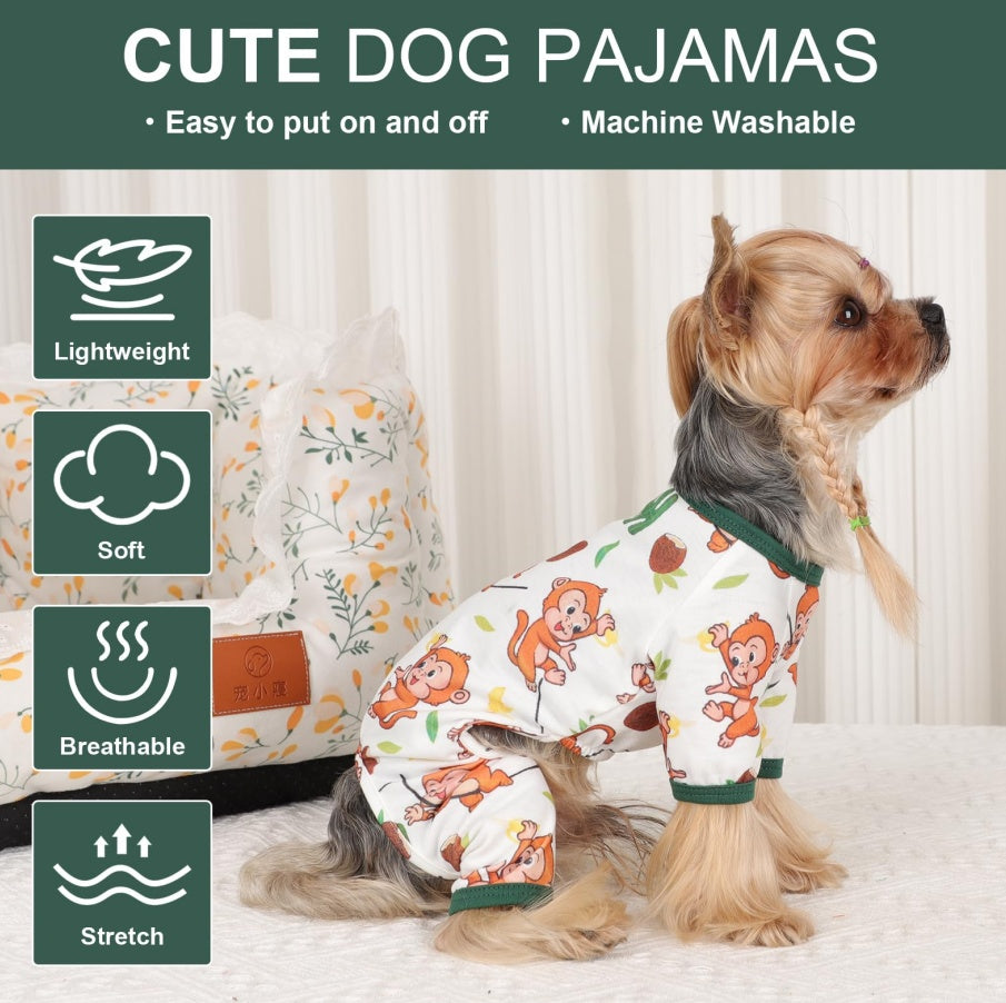 Pijamas para cachorro, primavera verão, roupas para cães pequenos, menina e menino, cachorro, gato, pijama para animais de estimação, macaco marrom