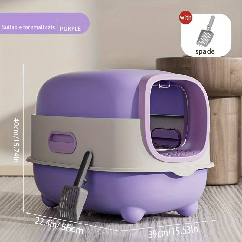 Caixa de areia para gatos autolimpante extra grande com pá durável . Moderna, fechada e fácil de limpar, caixa de areia para gatos extra grande