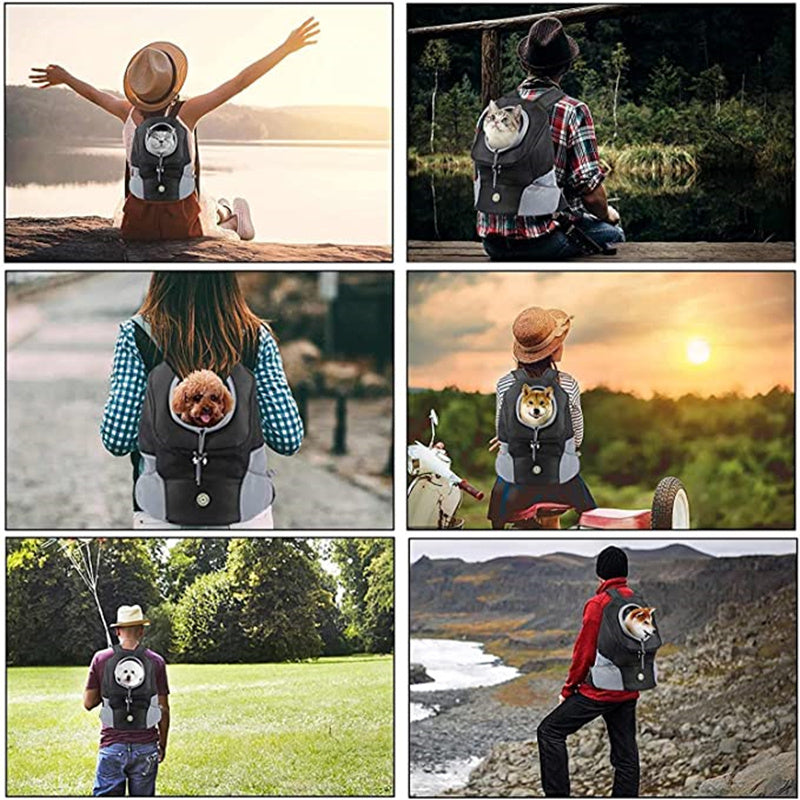 Mochila para transporte de cães de estimação, de viagem portátil com dois ombros, bolsa de malha para transporte de cães de estimação ao ar livre