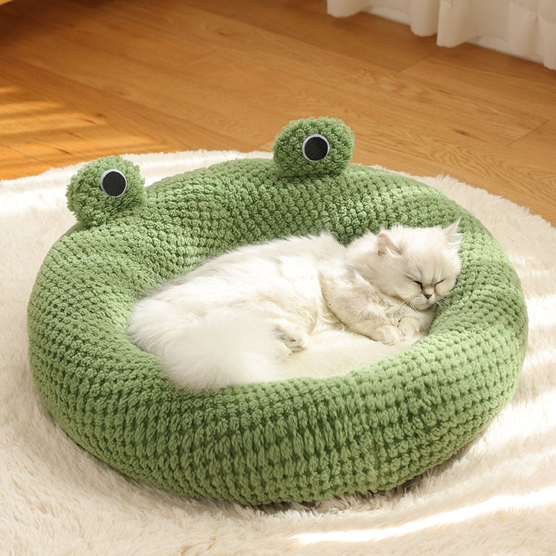 Ninho de peluche quente para cães e gatos, série Little Frog, outono e inverno, casa para animais de estimação, pacote completo, ninho para cães e gatos pequenos até 5 kg