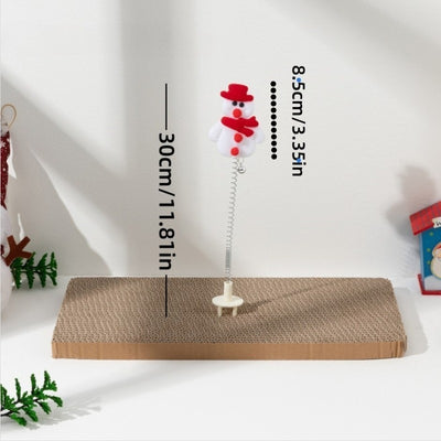 Brinquedo de Gato de Natal - Poste de Arranhar de Pelúcia de Papai Noel e Renas com Enfeites,.