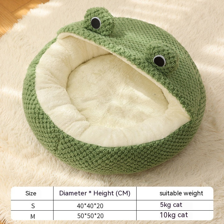 Ninho de peluche quente para cães e gatos, série Little Frog, outono e inverno, casa para animais de estimação, pacote completo, ninho para cães e gatos pequenos até 5 kg