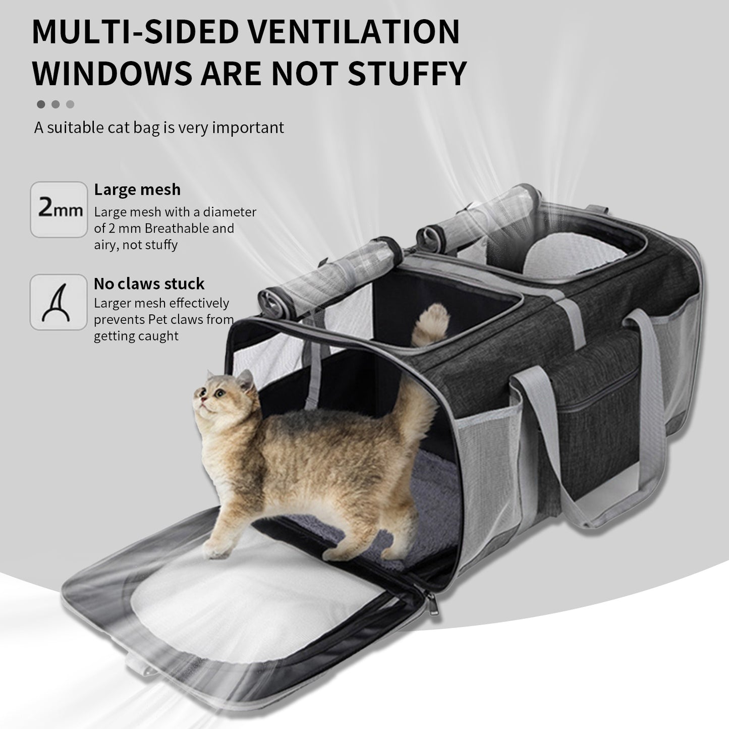 Mala de transporte multifuncional para animais de estimação, bolsa de transporte ajustável , portátil para cães e gatos ideal para passeios e viagens e