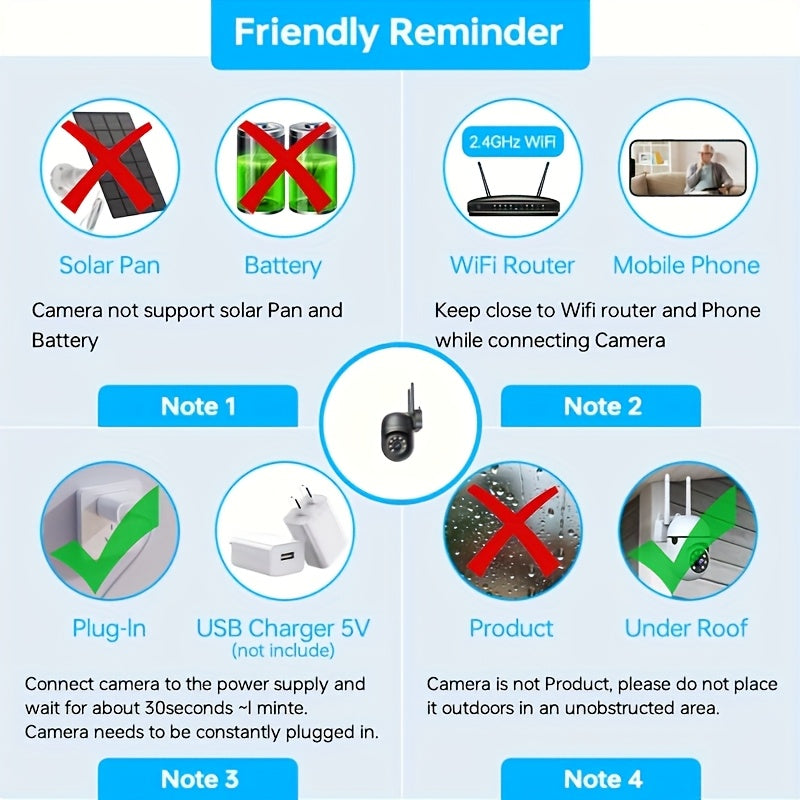 Câmera com visão noturna colorida sem fio WIFI 1080P Full HD Câmera interna/externa Áudio fio WIFI Pan/Tilt/Zoom 2.4G Wi-Fi Câmera de segurança residencial inteligente com rastreamento de movimento