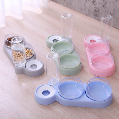 Tigela para gato e cachorro, alimentador automático, com bebedouro, tigela dupla com suporte elevado