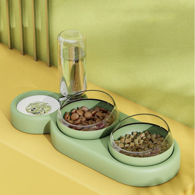 Tigela para gato e cachorro, alimentador automático, com bebedouro, tigela dupla com suporte elevado