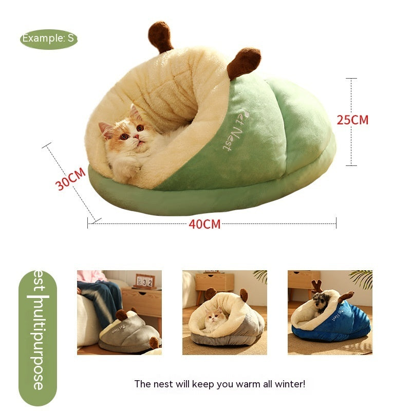 Cama para animais de estimação, pantufas de inverno para cães e gatos, ninho pequeno