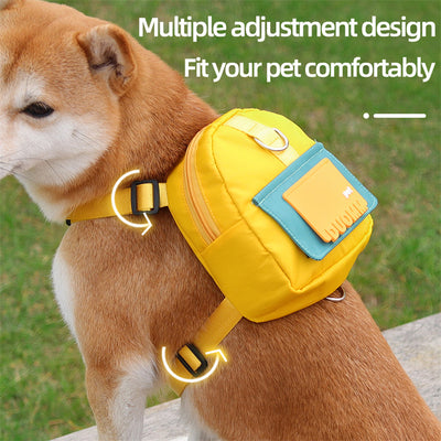 Bolsa de armazenamento para lanches de animais de estimação, mochila multifuncional de grande capacidade para cães, mochila ajustável com arnês, adequada para viagens e caminhadas com animais de estimação