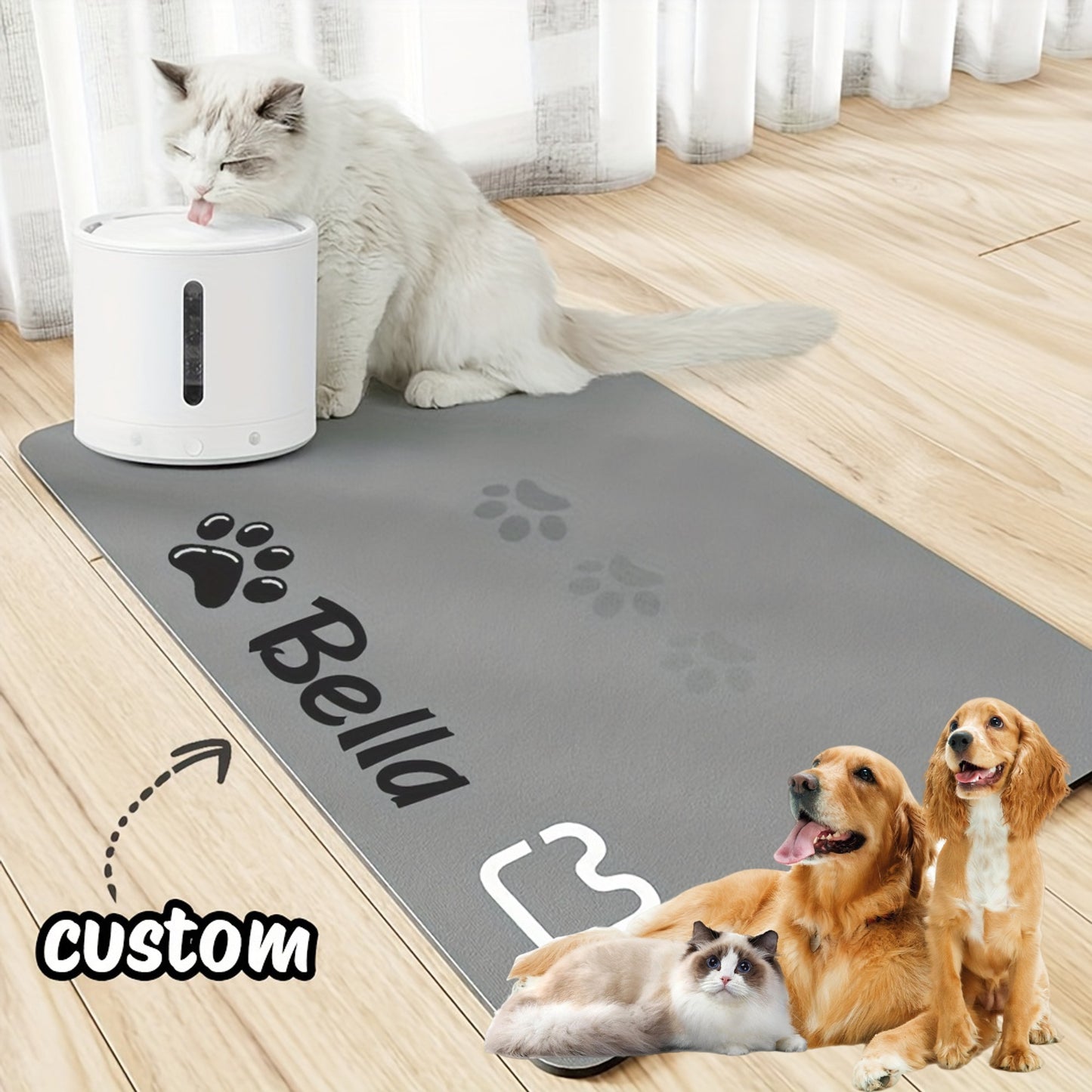 Tapete de alimentação personalizado para animais de estimação, tapete de alimentação super absorvente para cães e gatos
