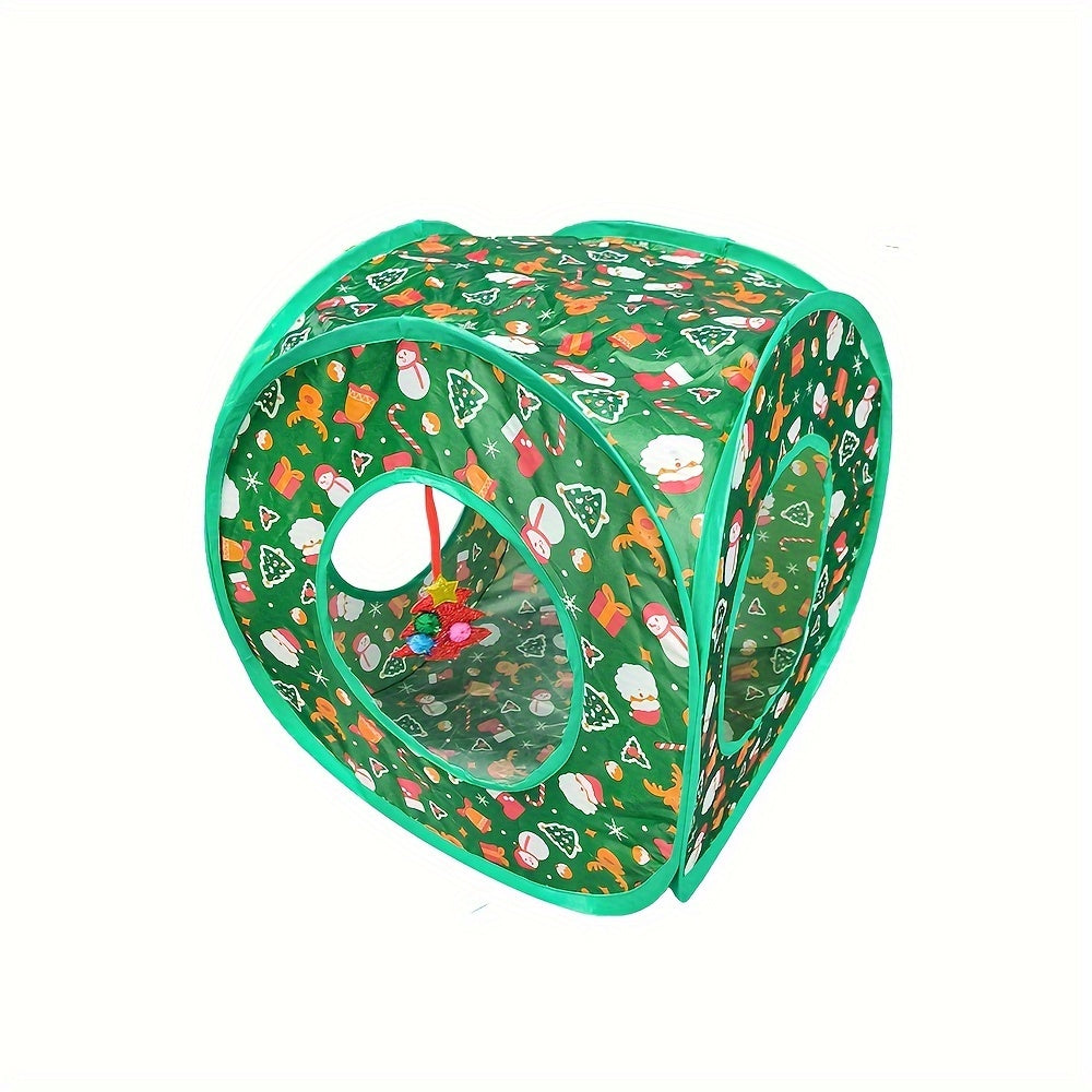 Túnel Natal dobrável para gatos - Esconderijo interativo para gatos, cães e coelhos