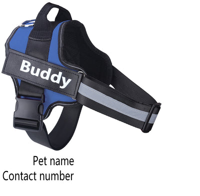 Arnês para cães personalizado, sem puxar, refletivo, respirável, ajustável, colete para cães pequenos e grandes, com patch personalizado, suprimentos para animais de estimação