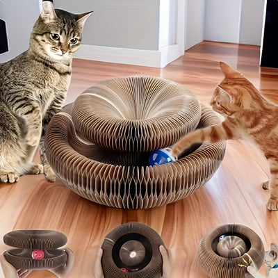 Arranhador interativo dobrável para gatos com sino