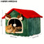 Casa de Gato Natal .  Aconchegante e Quente para Todas as Estações com Forro Felpudo & Cerca Reforçada