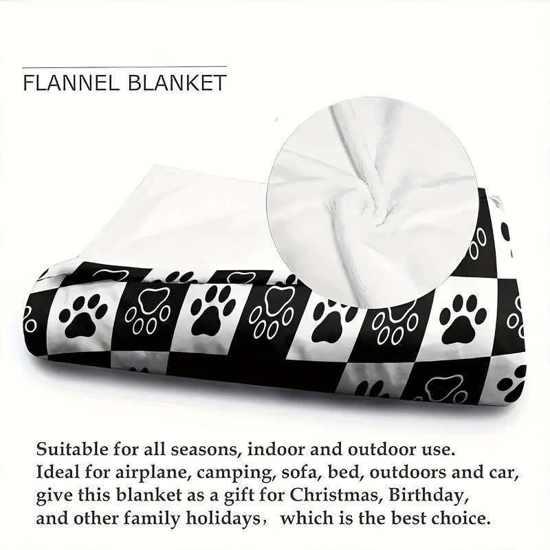 Manta personalizada com pegadas de cão e nome - Presente personalizável para amantes de cães - Adequada para praia, carro, sofá, escritório e uso animal - Lavável à máquina