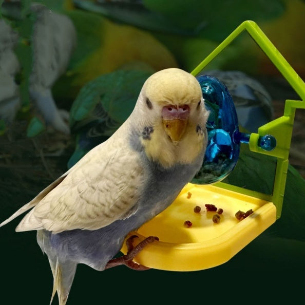 Gaiola de brinquedo para pássaros com vazamento de comida para papagaios