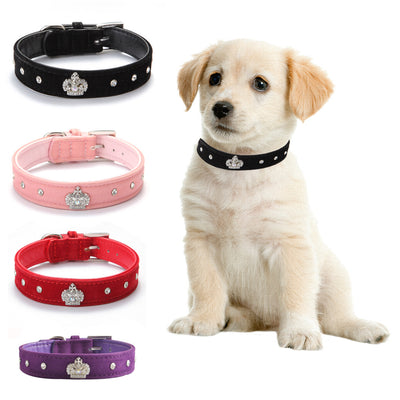 Coleira de veludo confortável Diamond Crown Pet Supplies