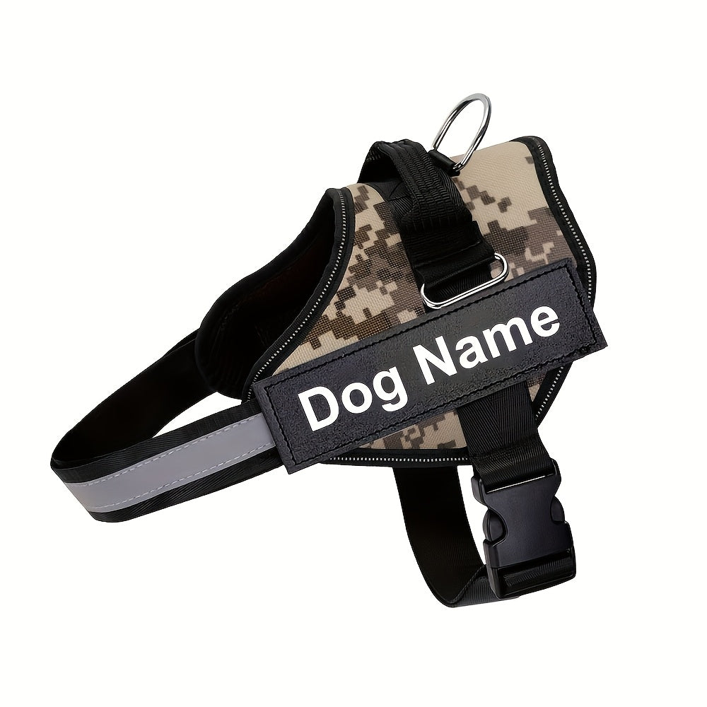 Arreio Refletivo Personalizável para Cães - Anti-Fuga, Colete de Peito Ajustável para Animais de Estimação com Nome e Número de Telefone Personalizados