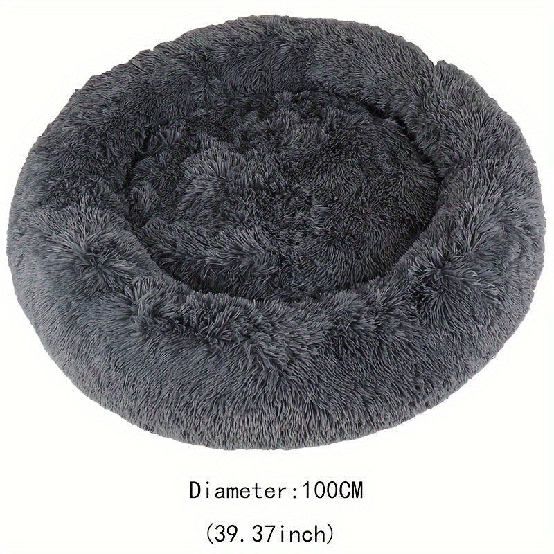 Cama de pelúcia macia Donut Cuddler de pele sintética para cães e gatos