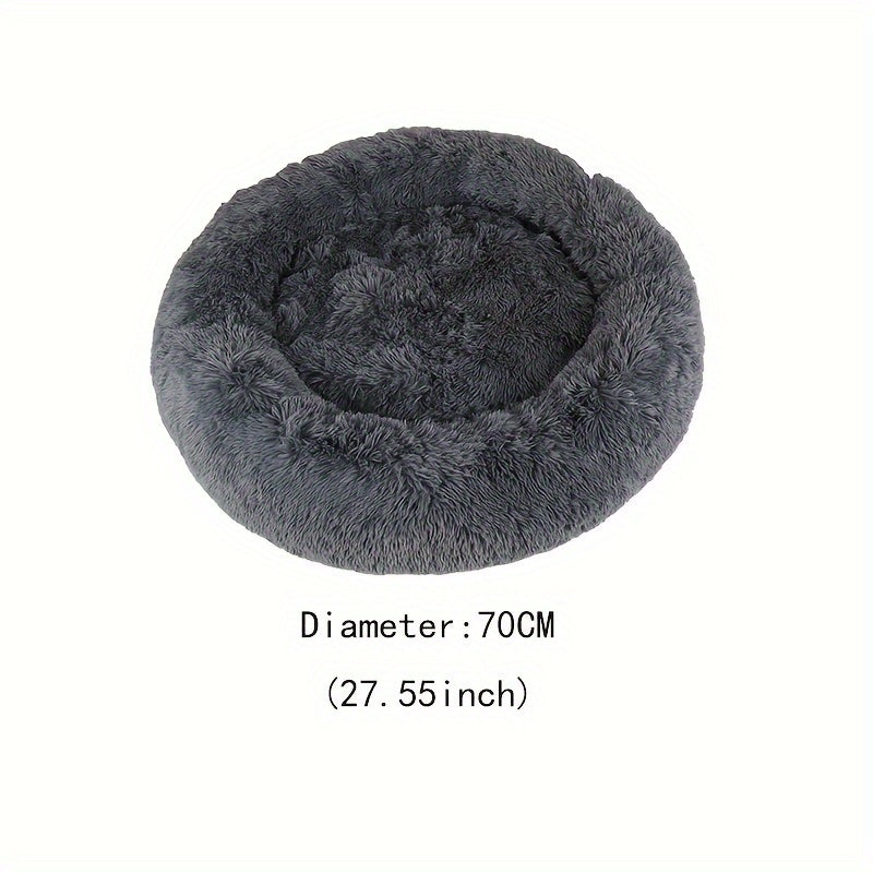 Cama de pelúcia macia Donut Cuddler de pele sintética para cães e gatos
