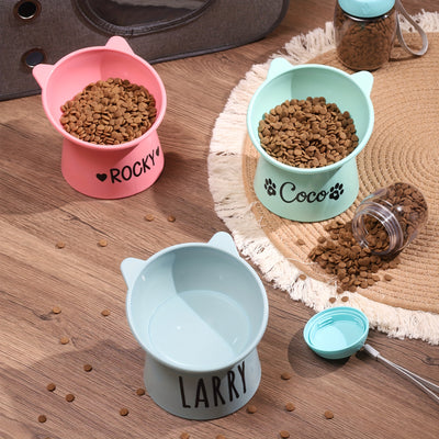 Prato Personalizado para Gatos - Tigela de Comida ou Água com Borda Inclinada Antiderrapante
