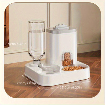 Alimentador automático integrado e dispensador de água para animais de estimação, adequado para cães e gatos.