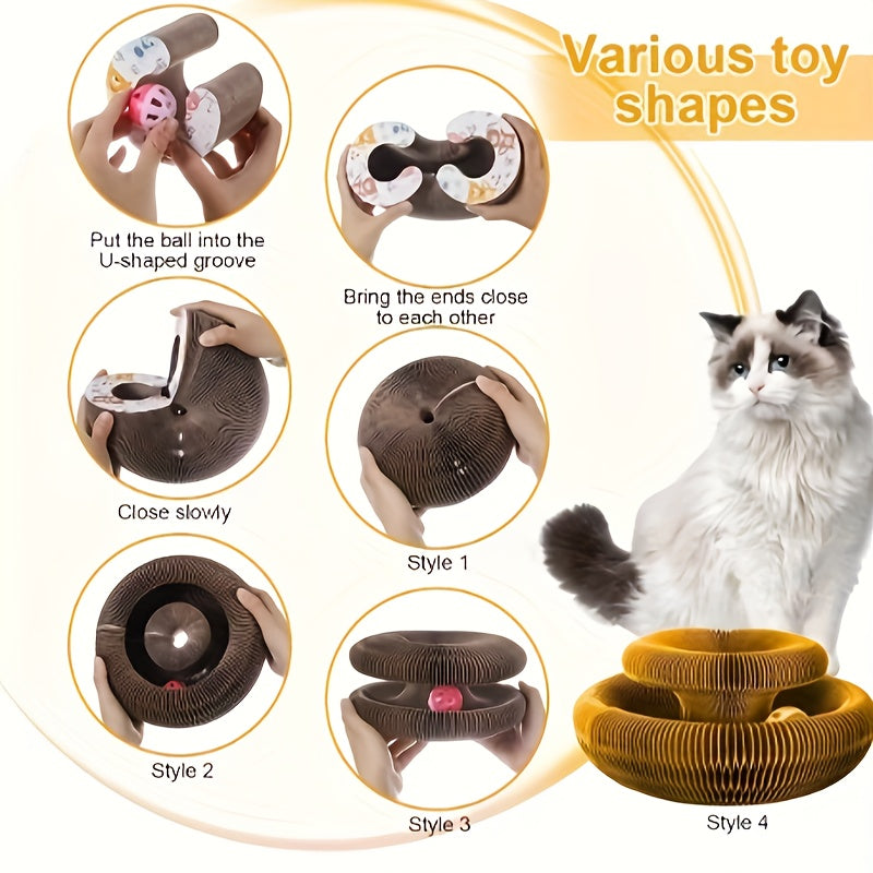 Arranhador interativo dobrável para gatos com sino