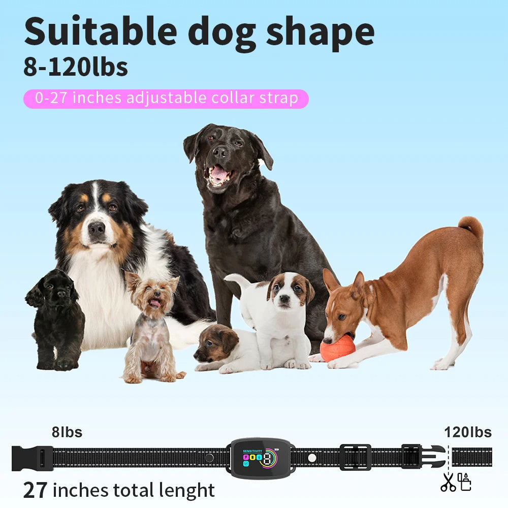 Coleira inteligente automática anti-latidos para cães.