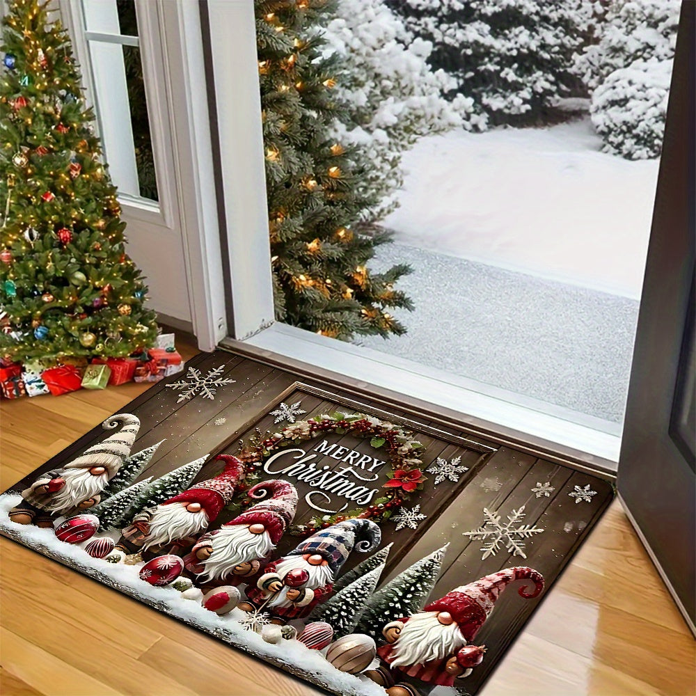 Tapete de porta com tema natalino, antiderrapante, ideal para decoração de festas e decoração de Natal. Perfeito para sala de estar, quarto e cozinha.