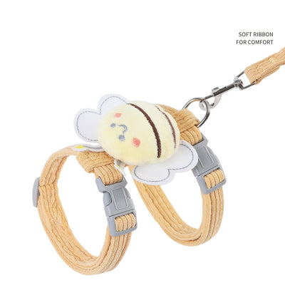 Conjunto de coleira para gatos xadrez de abelha fofa à prova de fuga, ajustável gatos grandes e pequenos, coleira leve e macia Petsafe.