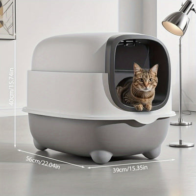 Caixa de areia para gatos autolimpante extra grande com pá durável . Moderna, fechada e fácil de limpar, caixa de areia para gatos extra grande
