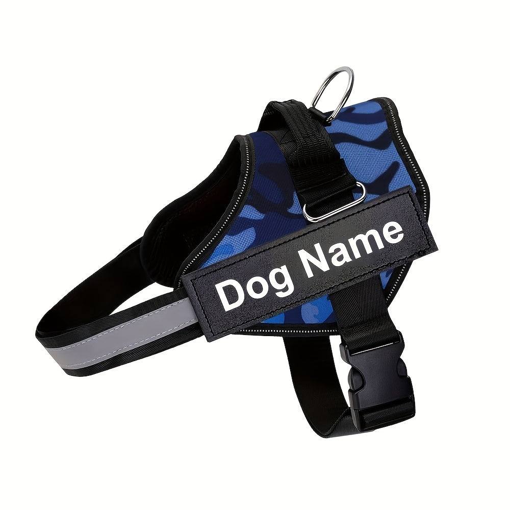 Arreio Refletivo Personalizável para Cães - Anti-Fuga, Colete de Peito Ajustável para Animais de Estimação com Nome e Número de Telefone Personalizados