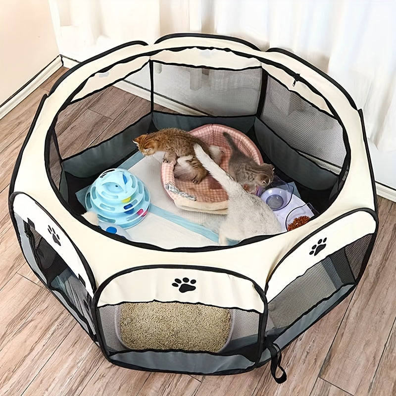 Tenda Octogonal Dobrável para Cães e Gatos - Oxford Resistente