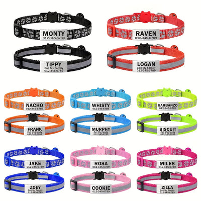 2 unidades de Coleiras Refletoras Personalizadas para Gatos com Sino