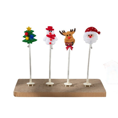 Brinquedo de Gato de Natal - Poste de Arranhar de Pelúcia de Papai Noel e Renas com Enfeites,.
