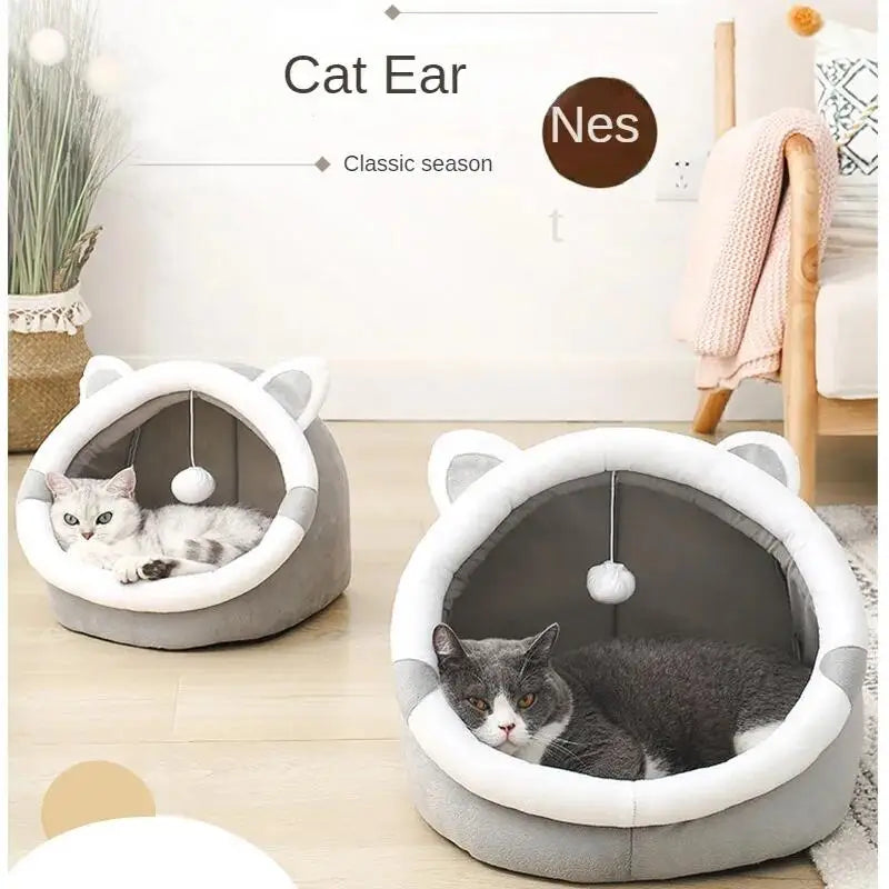 Ninho para Gatos com Orelhas, Modelo Four Seasons General, Semi-fechado, Quente para o Inverno