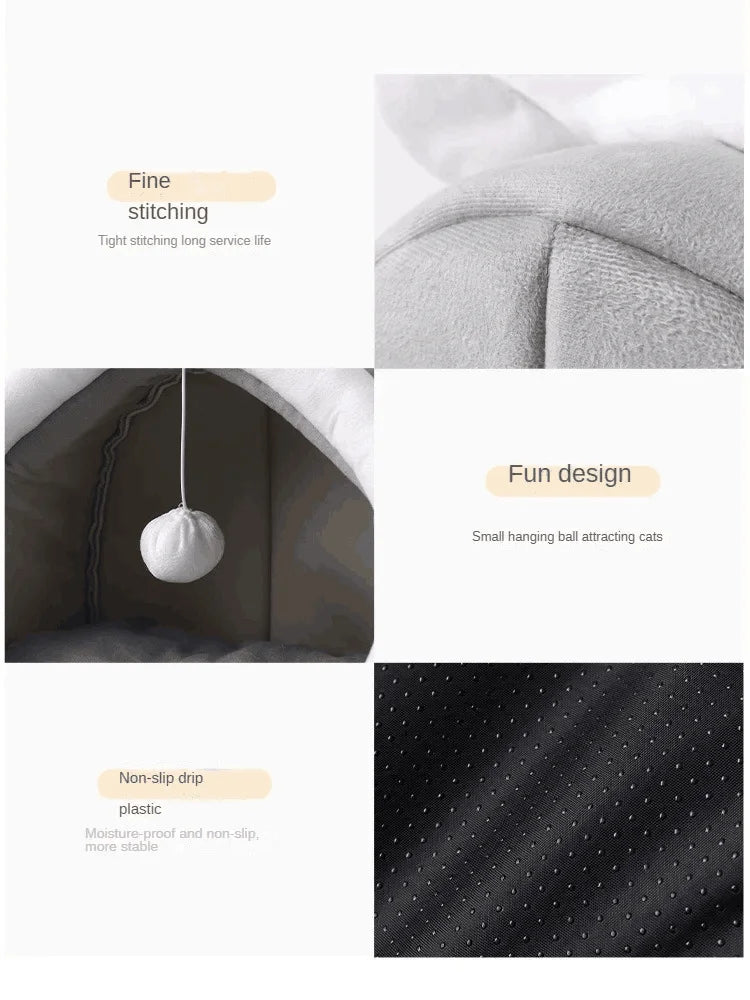 Ninho para Gatos com Orelhas, Modelo Four Seasons General, Semi-fechado, Quente para o Inverno