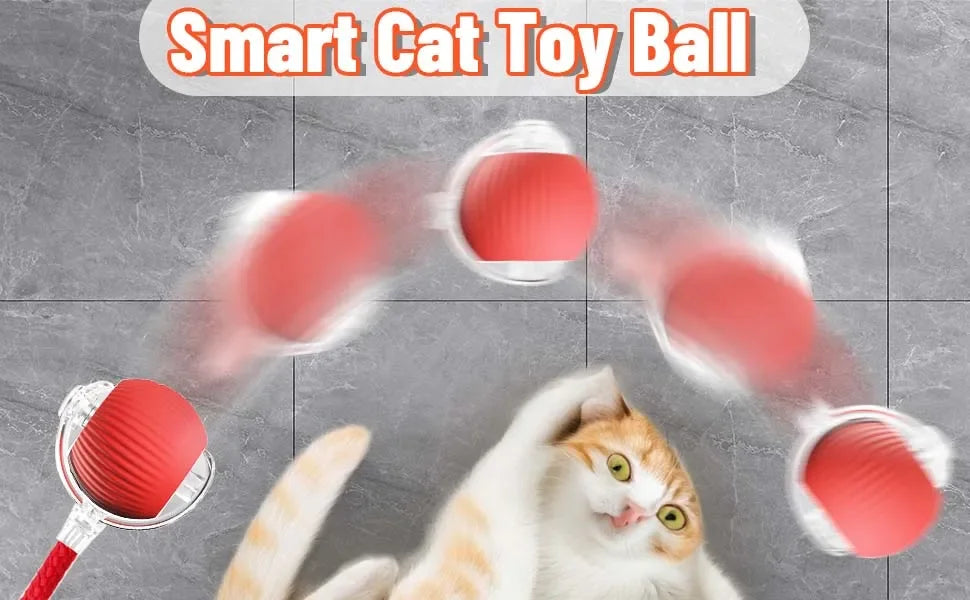 Bola interativa para cães e gatos, bola rolante automática com cauda falsa, recarregável, brinquedo elétrico inteligente, imita um rato.
