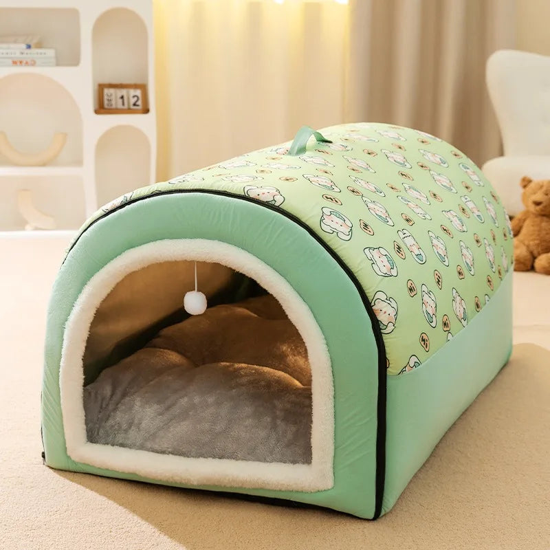 Casinha de cachorro quentinha para o inverno, tapete ninho, tenda para sono profundo, casinha para gatos