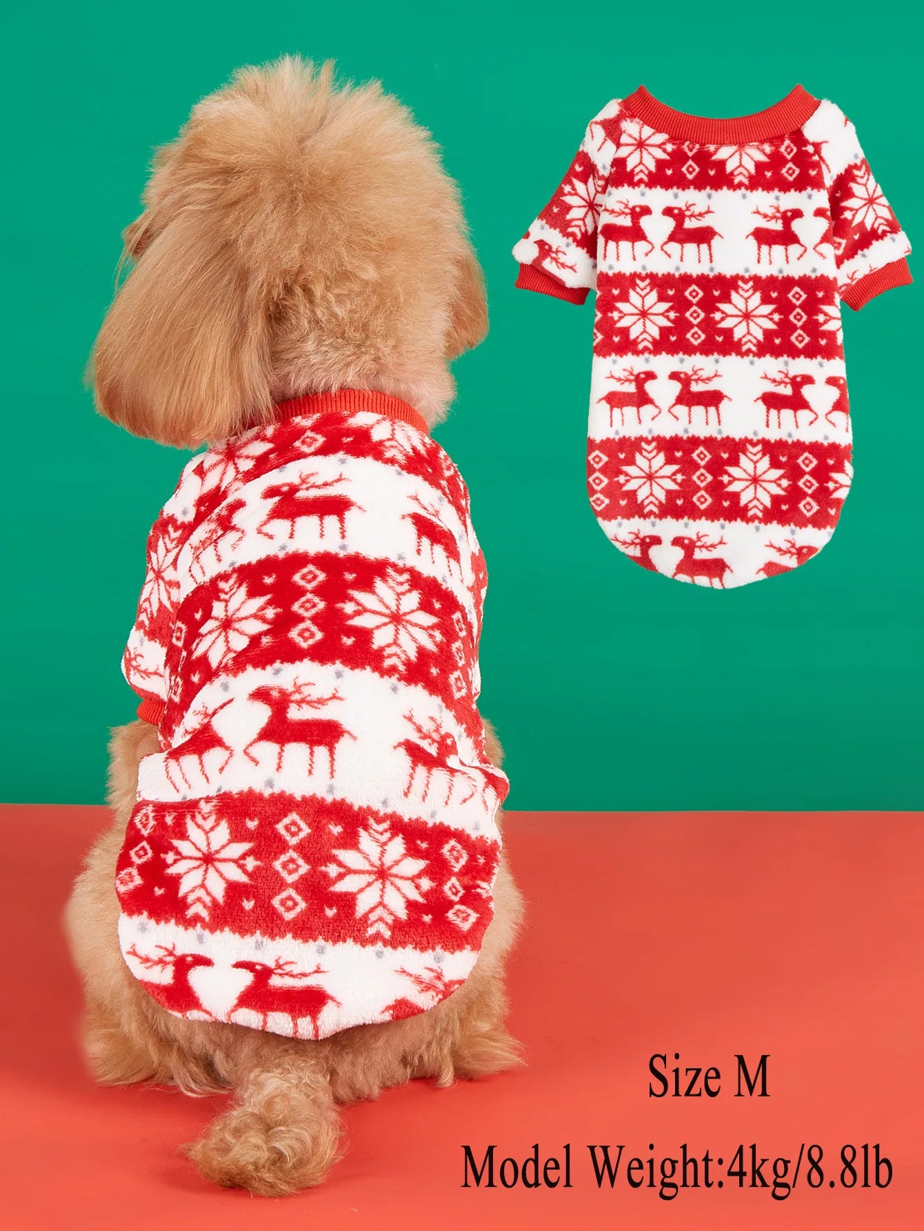 Roupa de Natal quentinha para animais de estimação, ideal para cães e gatos de pequeno e médio porte.