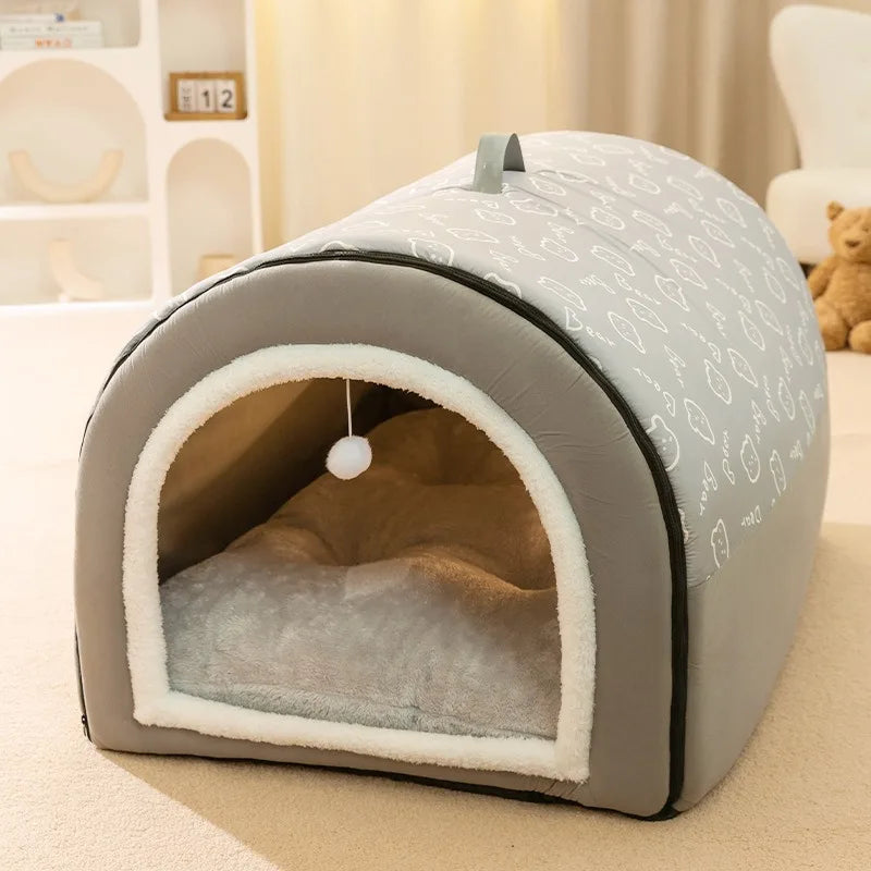 Casinha de cachorro quentinha para o inverno, tapete ninho, tenda para sono profundo, casinha para gatos