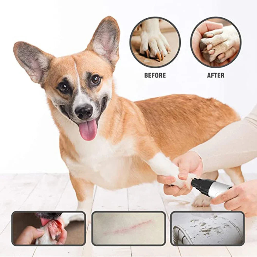 Aparador de unhas elétrico para cães e gatos, ferramenta profissional para cuidados com animais de estimação, com cabeça de substituição de broca de diamante.